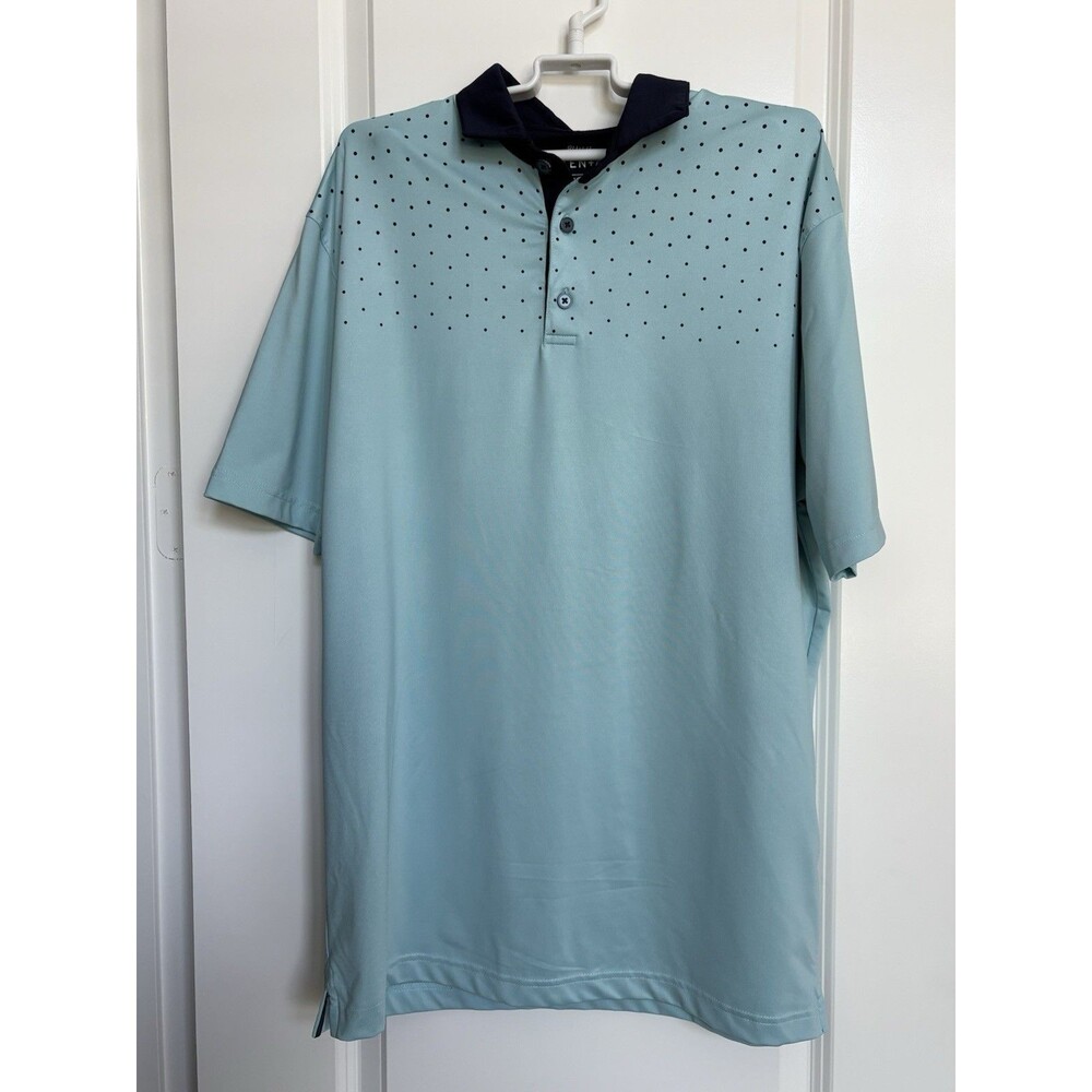 Mizzen + Main Polo Shirt Mens Large Blue Navy Dot Performance Golf Stretch Golf - Picture 2 of 8